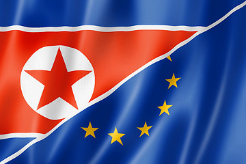 Image showing Europe and North Korea flag