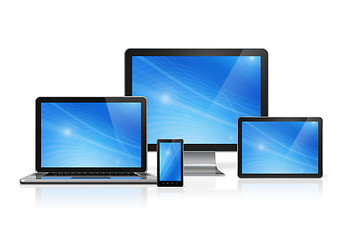 Image showing computer, laptop, mobile phone and digital tablet pc