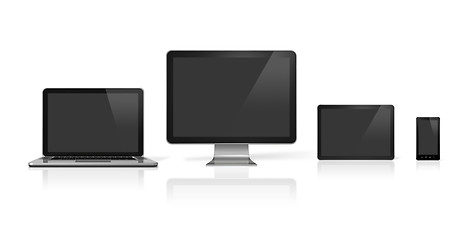 Image showing computer, laptop, mobile phone and digital tablet pc