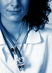 Image showing Portrait of a young doctor with stethoscope.