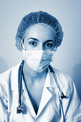 Image showing Young doctor with stethoscope.