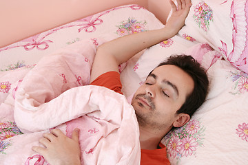 Image showing Portrait of a young man sleeping.