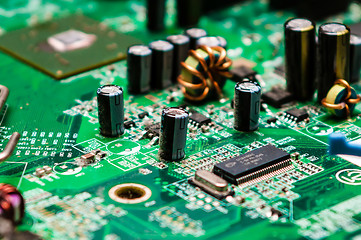 Image showing circuit board background of computer motherboard