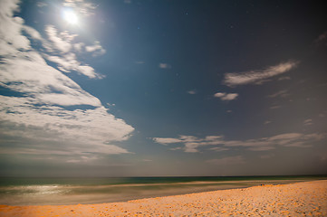 Image showing night scenes at the florida beach with super moon brightness