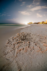 Image showing night scenes at the florida beach with super moon brightness