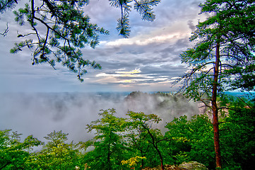 Image showing crowders mountain views with clouds and fog