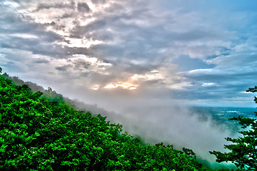 Image showing crowders mountain views with clouds and fog