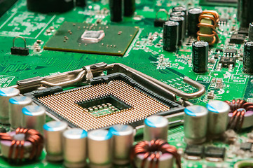 Image showing circuit board background of computer motherboard