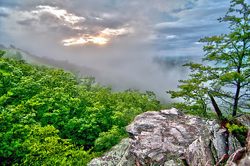 Image showing crowders mountain views with clouds and fog