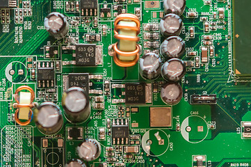 Image showing circuit board background of computer motherboard