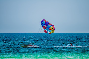 Image showing paragliding above the sea