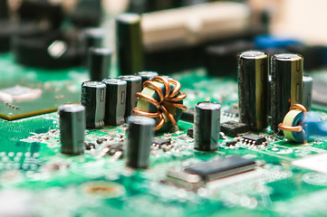 Image showing circuit board background of computer motherboard