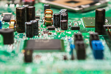 Image showing circuit board background of computer motherboard