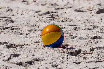 Image showing   beach and beach ball on the sand.