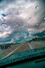 Image showing Raindrops on the windshield