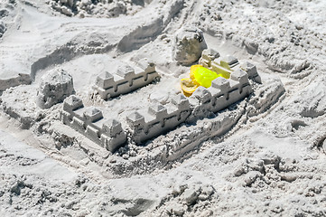 Image showing sand castle structures built at seashore