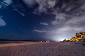 Image showing night scenes at the florida beach with super moon brightness