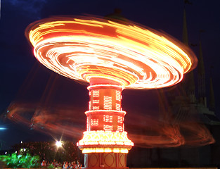 Image showing Spinner in the amusement park at night