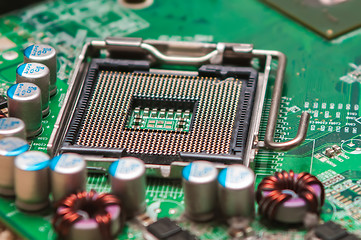 Image showing circuit board background of computer motherboard