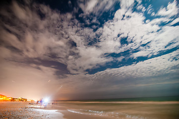 Image showing night scenes at the florida beach with super moon brightness