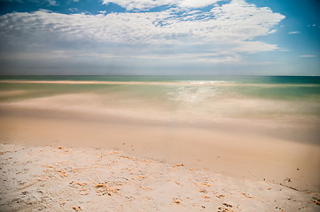 Image showing night scenes at the florida beach with super moon brightness