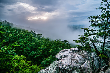 Image showing crowders mountain views with clouds and fog