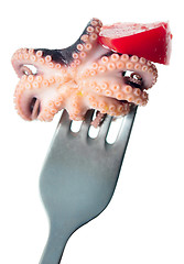 Image showing octopus on a fork