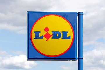 Image showing Lidl Supermarket Sign in Karkkila, Finland