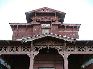 Image showing old and weird trainstation house