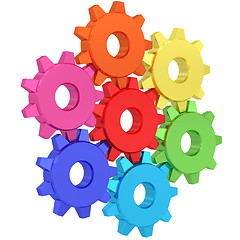 Image showing Colorful gear wheels isolated on white