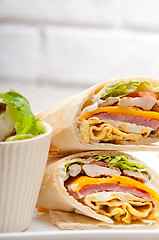 Image showing club sandwich pita bread roll