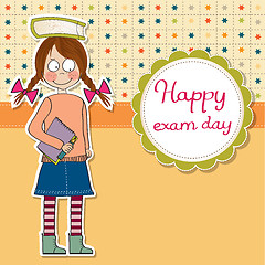 Image showing funny young student girl before exam