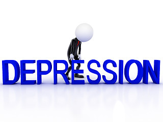 Image showing Depression 3d man sad on white background 