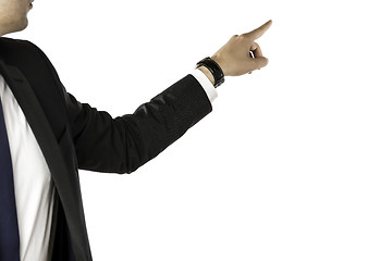 Image showing Businessman pointing to the back