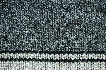 Image showing knit wool texture background of grey black colors 