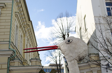 Image showing spring fair procession carry heralds spring stork 