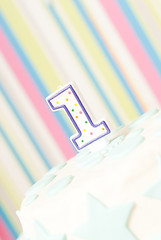 Image showing one year birthday cake on the plate