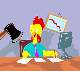 Image showing rooster chicken office worker employee axed