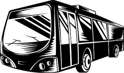 Image showing  passenger coach bus woodcut