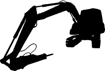 Image showing mechanical digger excavator silhouette 