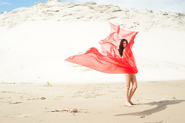 Image showing Attractive naked girl on sand