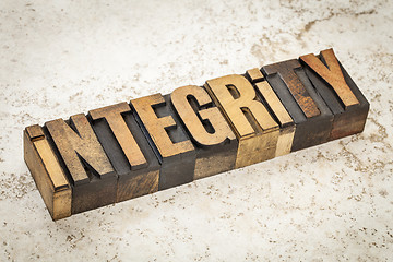 Image showing integrity word in wood type