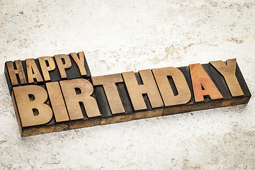 Image showing happy birthday in wood type