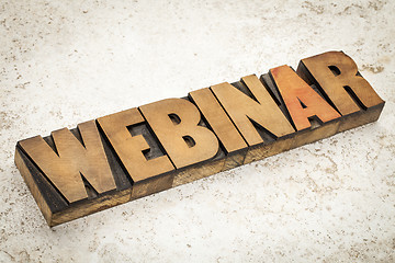 Image showing webinar word in wood type