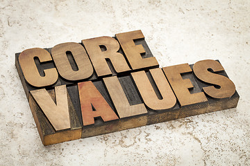 Image showing core values  in wood type