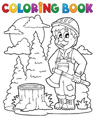 Image showing Coloring book lumberjack theme 1