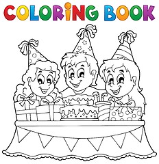 Image showing Coloring book kids party theme 1