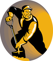 Image showing coal miner worker with shovel digging