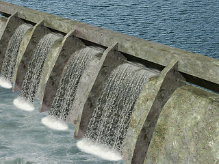 Image showing water dam with flowing water