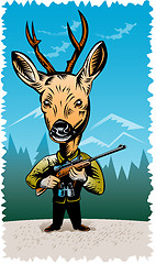 Image showing deer with hunting rifle 
